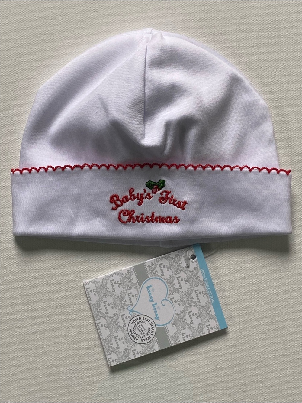 Kissy Kissy Christmas Hat 0 3 Months New NWT Baby’s First Christmas Embroidered